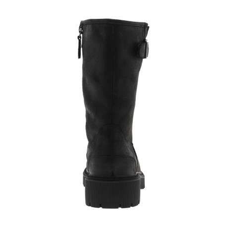 Bottes noires à talon décroché bas avec une boucle à ardillon et un zip - Image 4