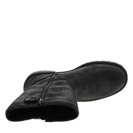 Bottes noires à talon décroché bas avec une boucle à ardillon et un zip - Image 5