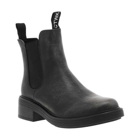 Boots anthracite à talon décroché bas et à soufflets élastiqués