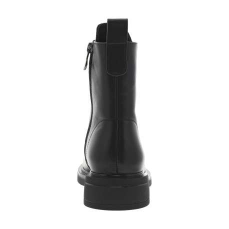 Bottines en cuir noires à talon décroché bas avec un zip et lacets élastiqués - Image 4