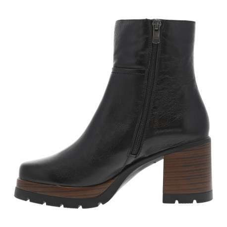 Boots en cuir noires à semelle effet bois à talon décroché haut et à zip latéral - Image 3