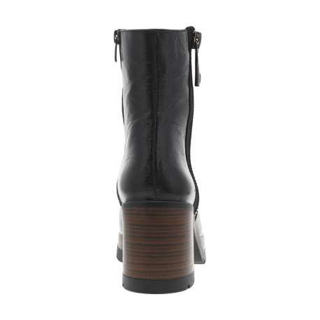 Boots en cuir noires à semelle effet bois à talon décroché haut et à zip latéral - Image 4