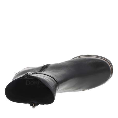 Boots en cuir noires à semelle effet bois à talon décroché haut et à zip latéral - Image 5