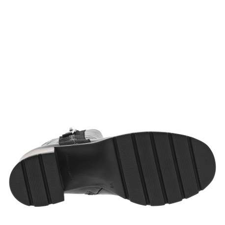 Boots en cuir noires à semelle effet bois à talon décroché haut et à zip latéral - Image 6