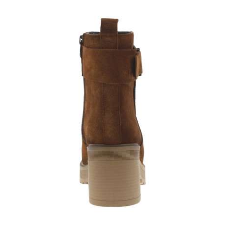 Boots en cuir marron à talon décroché moyen avec un zip sur le côté - Image 4