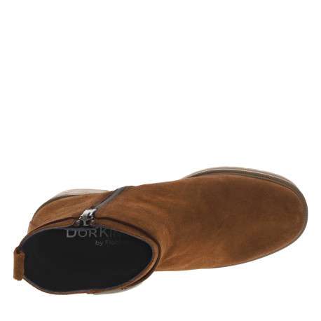Boots en cuir marron à talon décroché moyen avec un zip sur le côté - Image 5