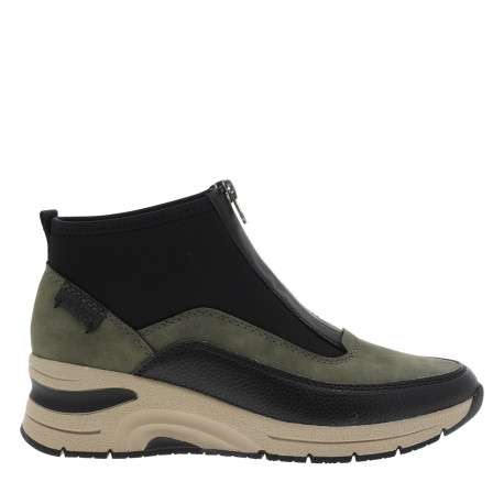 Boots vertes et noires à talon semi-compensée avec un zip central - Image 2