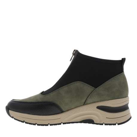 Boots vertes et noires à talon semi-compensée avec un zip central - Image 3