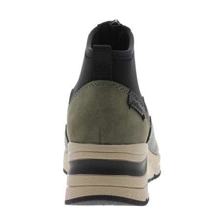 Boots vertes et noires à talon semi-compensée avec un zip central - Image 4