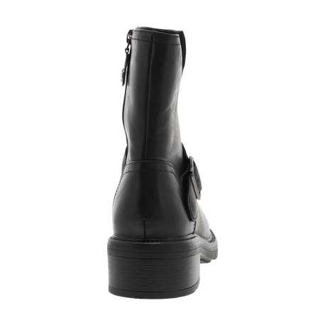 Boots noires à talon décroché bas et à zip avec boucle décorative - Image 4