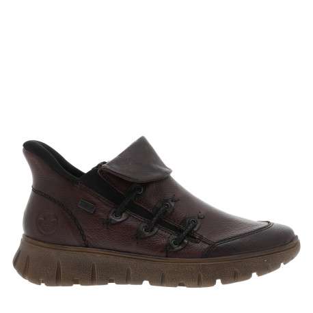 Boots en cuir violettes à talon compensé bas avec un zip et petit soufflet - Image 2