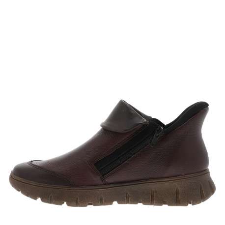 Boots en cuir violettes à talon compensé bas avec un zip et petit soufflet - Image 3