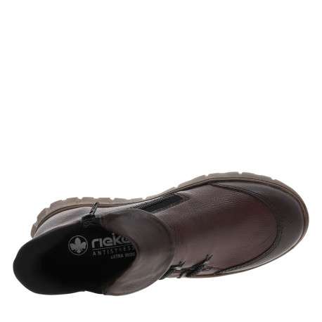 Boots en cuir violettes à talon compensé bas avec un zip et petit soufflet - Image 5