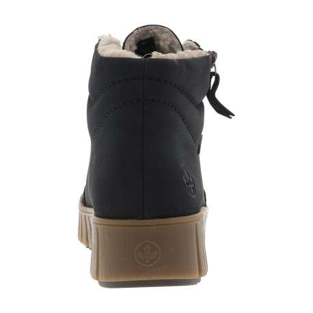 Bottines bleu marine à talon compensé bas avec un zip et des lacets ronds - Image 4
