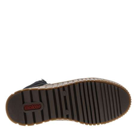 Bottines bleu marine à talon compensé bas avec un zip et des lacets ronds - Image 6