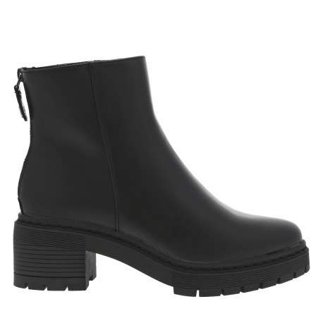 Boots noires à talon décroché moyen avec un zip sur l'arrière et logo - Image 2