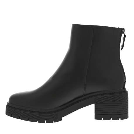 Boots noires à talon décroché moyen avec un zip sur l'arrière et logo - Image 3