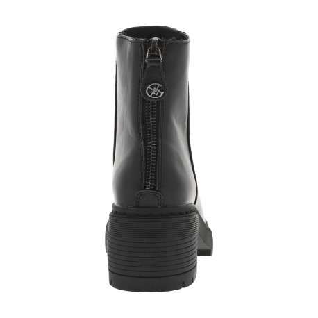 Boots noires à talon décroché moyen avec un zip sur l'arrière et logo - Image 4