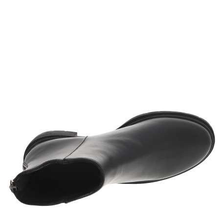 Boots noires à talon décroché moyen avec un zip sur l'arrière et logo - Image 5