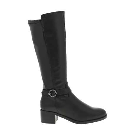 Bottes en cuir noires à talon décroché bas avec un zip côté interne - Image 2