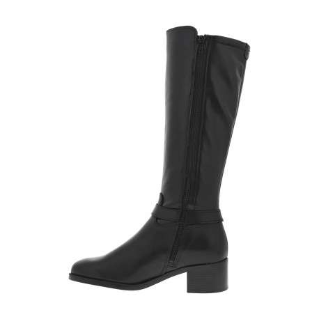 Bottes en cuir noires à talon décroché bas avec un zip côté interne - Image 3