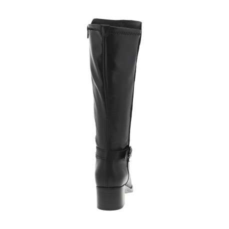 Bottes en cuir noires à talon décroché bas avec un zip côté interne - Image 4