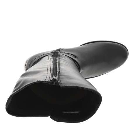 Bottes en cuir noires à talon décroché bas avec un zip côté interne - Image 5