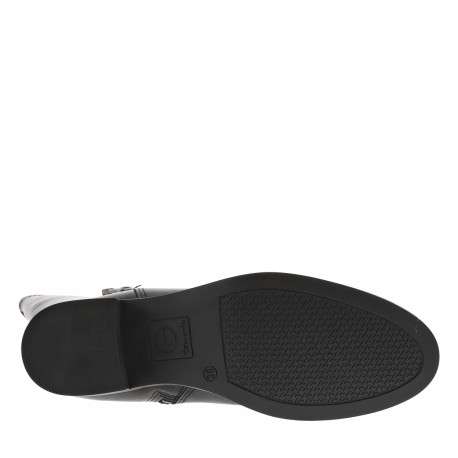 Bottes en cuir noires à talon décroché bas avec un zip côté interne - Image 6