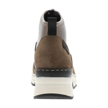 Boots brunes à talon semi-compensée avec un zip sur le devant - Image 4