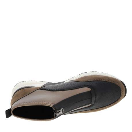 Boots brunes à talon semi-compensée avec un zip sur le devant - Image 5