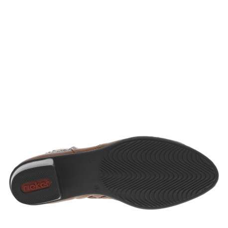 Boots en cuir cognac à talon décroché bas avec sangle décorative - Image 6