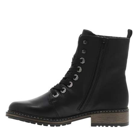 Bottines noires à talon décroché bas avec des lacets et un zip latéral - Image 3