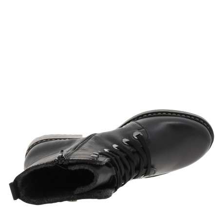 Bottines noires à talon décroché bas avec des lacets et un zip latéral - Image 5