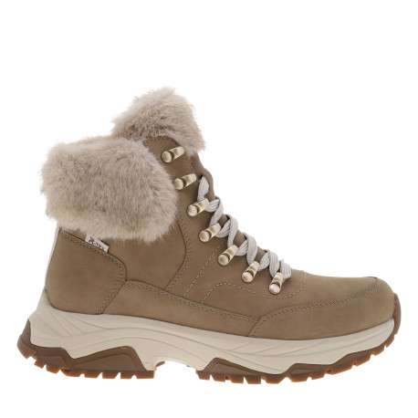 Bottines beiges à talon décroché bas avec des oeillets métalliques - Image 2