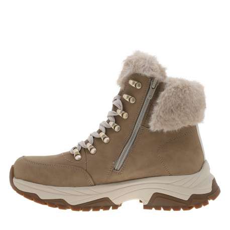 Bottines beiges à talon décroché bas avec des oeillets métalliques - Image 3