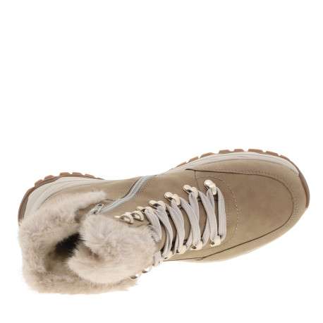 Bottines beiges à talon décroché bas avec des oeillets métalliques - Image 5