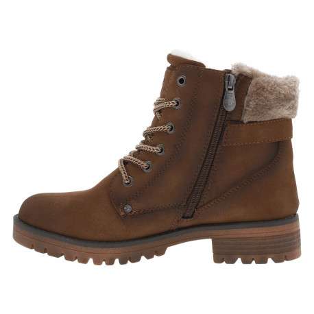 Bottines marron patiné, fourrées, à talon décroché bas et à lacets et zip latéral - Image 3