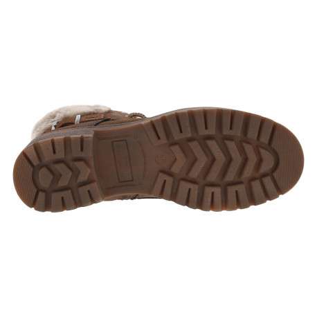 Bottines marron patiné, fourrées, à talon décroché bas et à lacets et zip latéral - Image 6