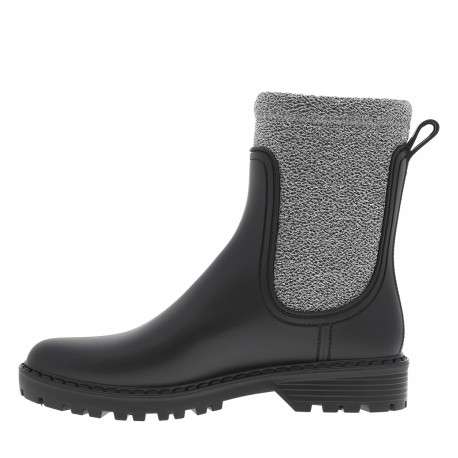 Boots argent à talon décroché bas et à soufflets élastiqués argentés - Image 3