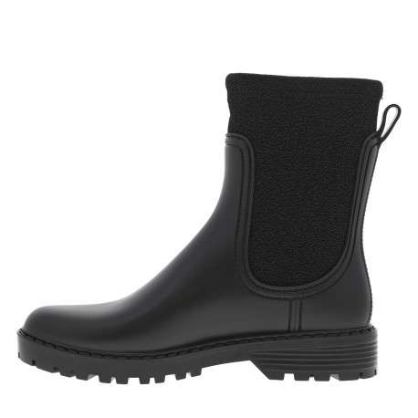 Boots noires à talon décroché bas et à soufflets élastiqués noirs brillants - Image 3