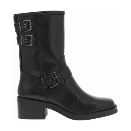 Boots noires à talon décroché moyen et à zip avec boucles à ardillon - Image 2