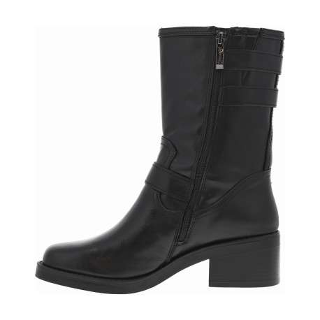 Boots noires à talon décroché moyen et à zip avec boucles à ardillon - Image 3
