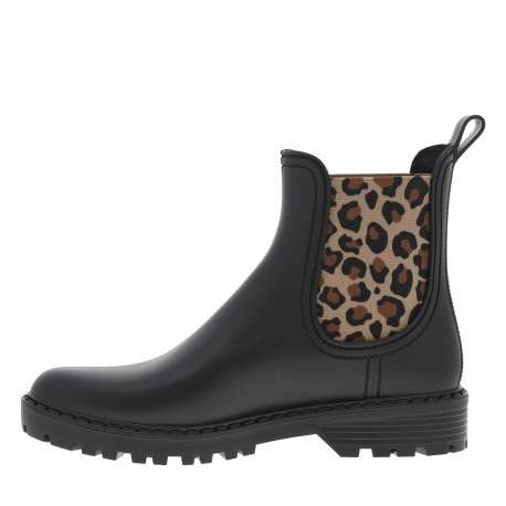 Boots noires avec semelle à talon décroché bas et soufflets élastiqués - Image 3