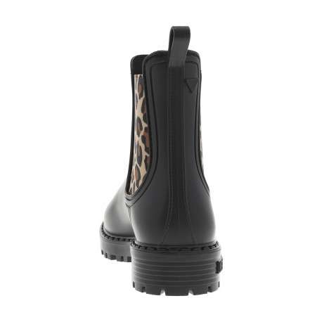 Boots noires avec semelle à talon décroché bas et soufflets élastiqués - Image 4
