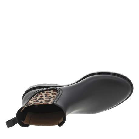 Boots noires avec semelle à talon décroché bas et soufflets élastiqués - Image 5