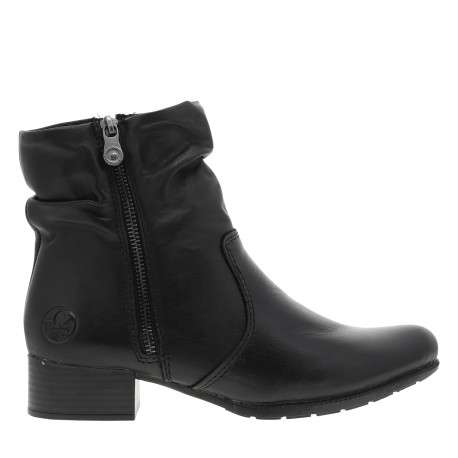 Boots en cuir noires à talon décroché bas avec un zip de chaque côté - Image 2