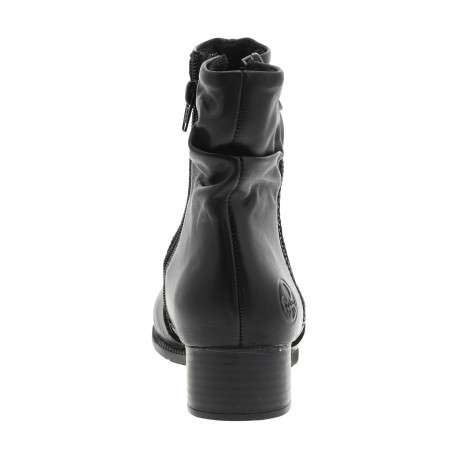 Boots en cuir noires à talon décroché bas avec un zip de chaque côté - Image 4