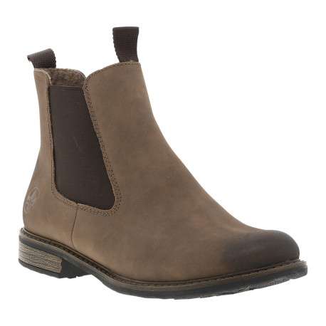 Boots taupe à talon décroché bas avec un zip et un soufflet élastiqué