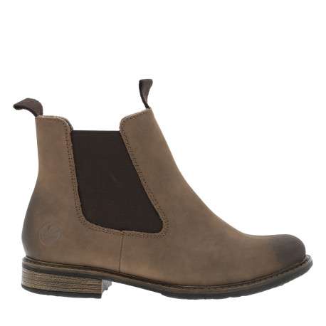 Boots taupe à talon décroché bas avec un zip et un soufflet élastiqué - Image 2
