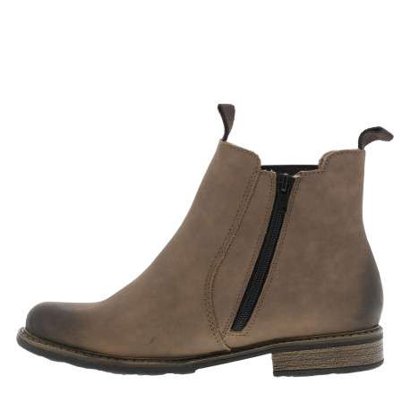 Boots taupe à talon décroché bas avec un zip et un soufflet élastiqué - Image 3